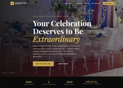 Exquisite Events (Demo Build) website screenshot