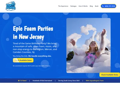 Party Foam website screenshot