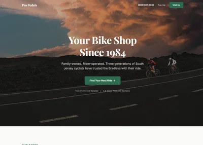 Pro Pedals Bike Shop (Demo Build) website screenshot