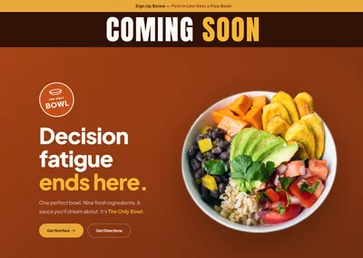 The Only Bowl website screenshot